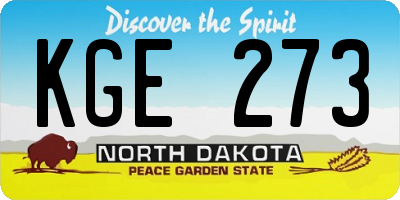 ND license plate KGE273
