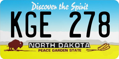 ND license plate KGE278
