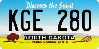 ND license plate KGE280