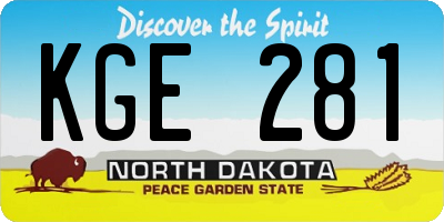 ND license plate KGE281