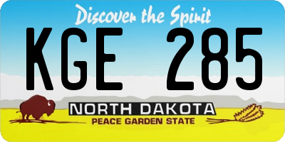 ND license plate KGE285