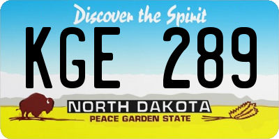 ND license plate KGE289