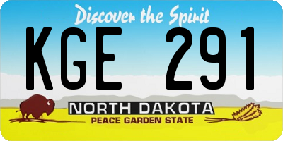 ND license plate KGE291