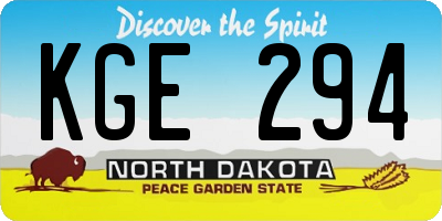 ND license plate KGE294