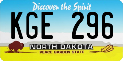 ND license plate KGE296