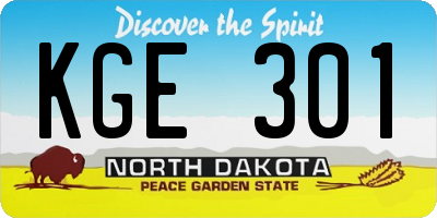 ND license plate KGE301