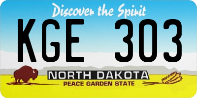 ND license plate KGE303