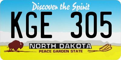 ND license plate KGE305