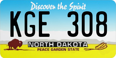 ND license plate KGE308