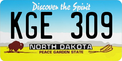 ND license plate KGE309