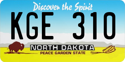 ND license plate KGE310