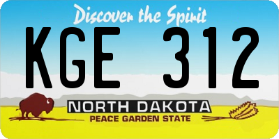 ND license plate KGE312