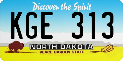 ND license plate KGE313