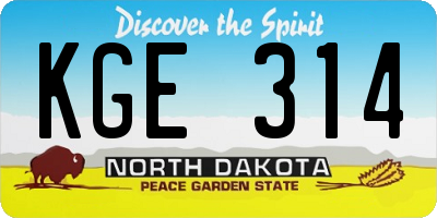ND license plate KGE314