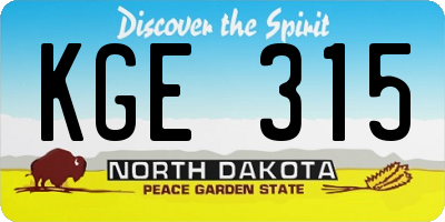 ND license plate KGE315