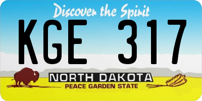 ND license plate KGE317