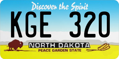 ND license plate KGE320