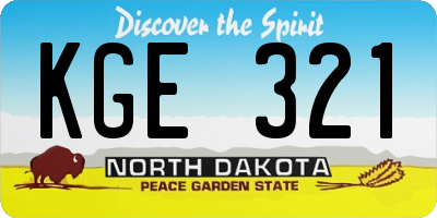 ND license plate KGE321