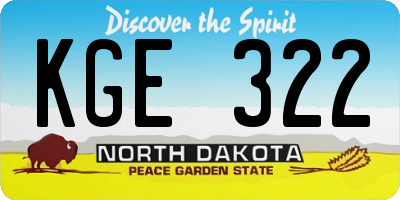 ND license plate KGE322