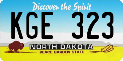 ND license plate KGE323
