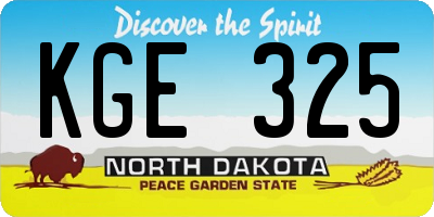 ND license plate KGE325