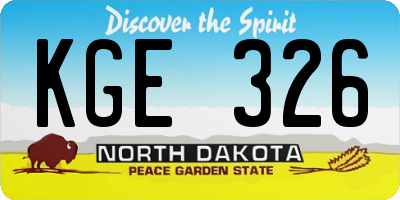 ND license plate KGE326