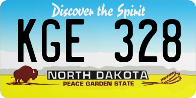 ND license plate KGE328