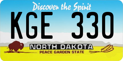 ND license plate KGE330