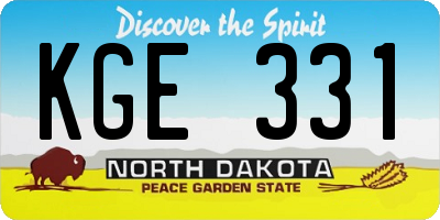 ND license plate KGE331