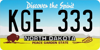 ND license plate KGE333