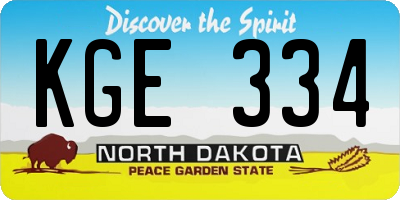 ND license plate KGE334