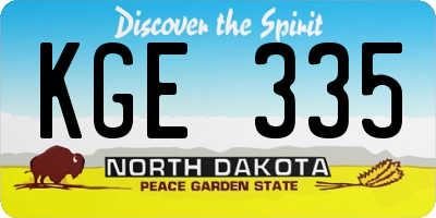 ND license plate KGE335