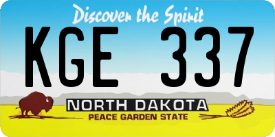ND license plate KGE337