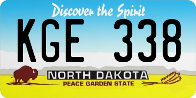 ND license plate KGE338