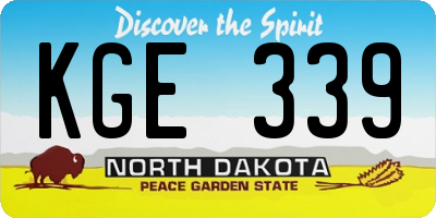 ND license plate KGE339