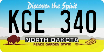 ND license plate KGE340