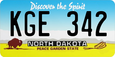 ND license plate KGE342