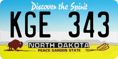 ND license plate KGE343