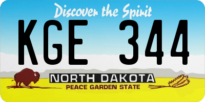 ND license plate KGE344