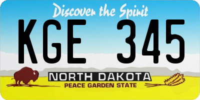ND license plate KGE345