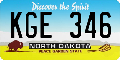 ND license plate KGE346