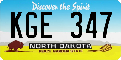 ND license plate KGE347