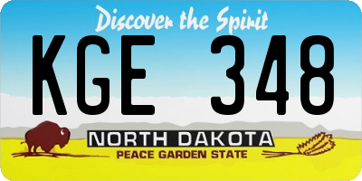 ND license plate KGE348