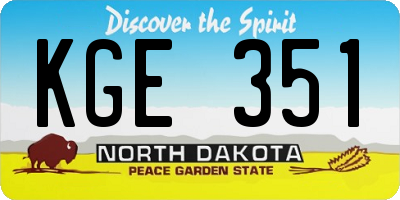 ND license plate KGE351
