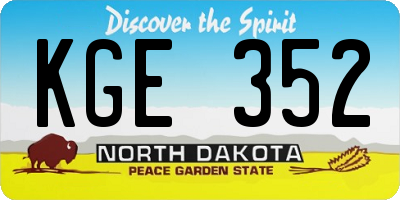 ND license plate KGE352