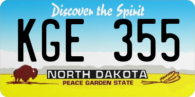 ND license plate KGE355
