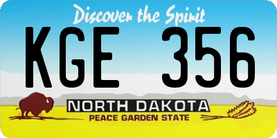 ND license plate KGE356
