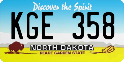 ND license plate KGE358