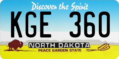 ND license plate KGE360