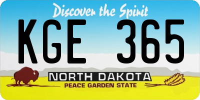 ND license plate KGE365